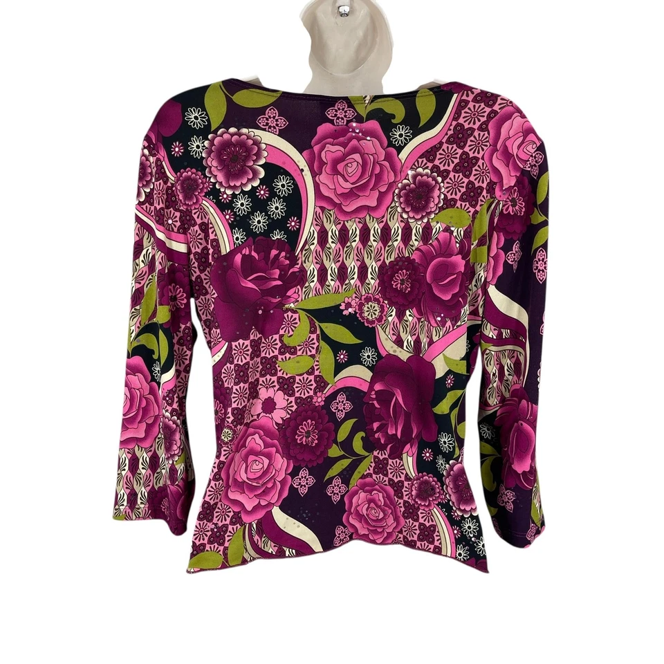 Top Babydoll Y2K Mujer Talla M Pequeña Coqueta Imperio Tendencia Artística Envoltura Floral EE. UU. Foto 2 de 4