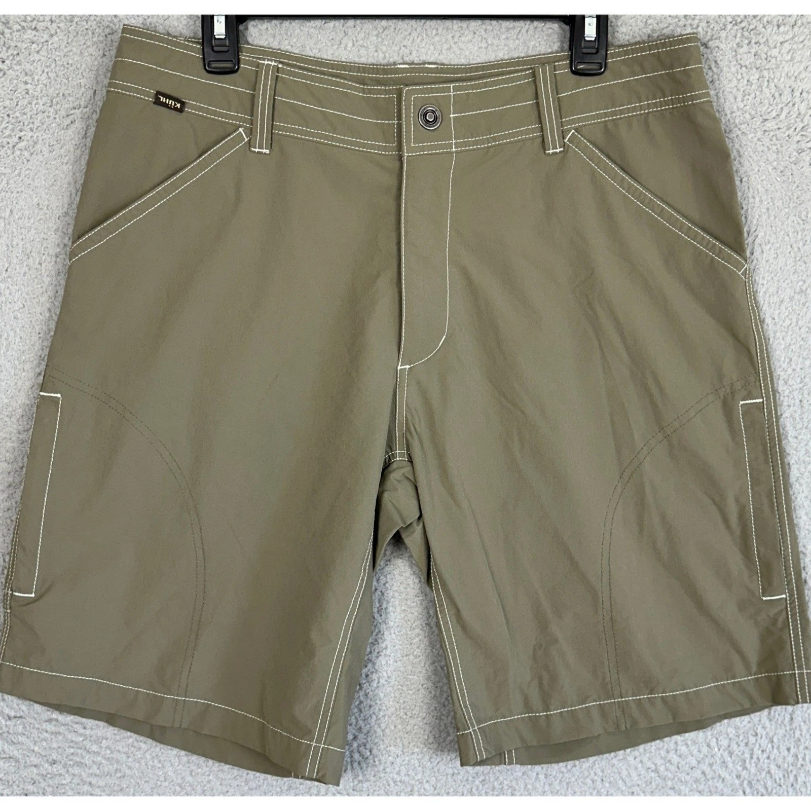 Kuhl Silencr Shorts Mens 36 Shorts Olive Green Hiking Cargo Technical Outdoor