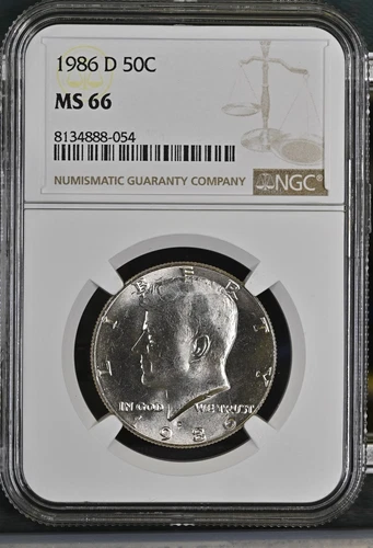 1986 D Half Dollar Kennedy NGC MS66 88054