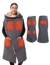 Wearable Heated Blanket Battery Operated, Sherpa Stylish Portable Heated Blan...