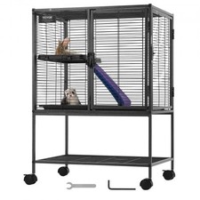 HOT/ 34" Metal Small Animal Cage 2-Tier Rolling Ferret Cage w/Tray A Ramp