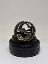 Gucci Men's GG Monogram Signature Leather Belt, Size 110 cm Fit's 38/40 Waist