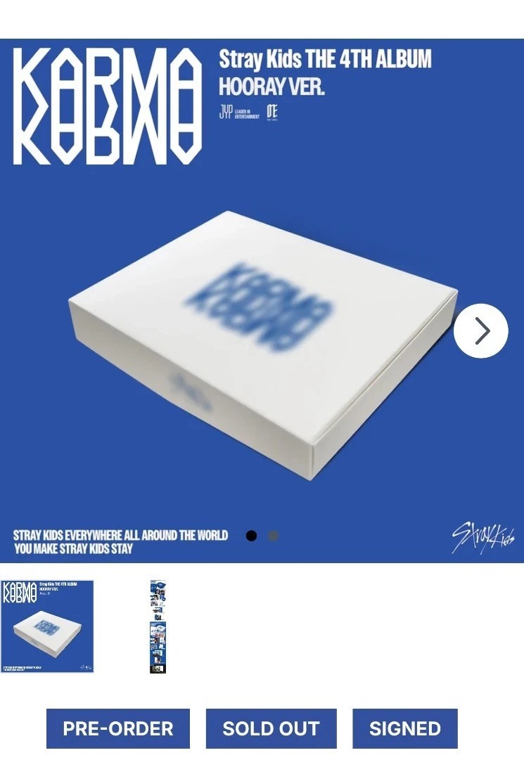 Stray Kids Signed Karma CD Album Ceremony & Hooray Version Presale