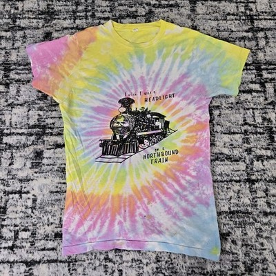 Vtg 70s Grateful Dead Jerry Garcia Tie-Dye T-Shirt XL Headlight