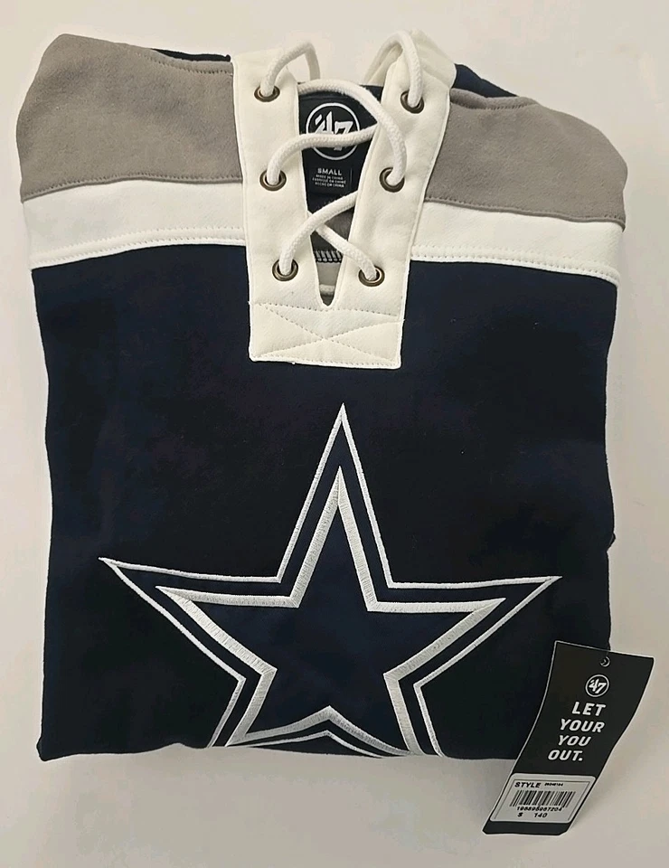 NUEVO CON ETIQUETAS Para mujeres Dallas Cowboys Superior '47 Lacer Capucha Otoño Azul Marino Talla Pequeña Foto 3 de 3