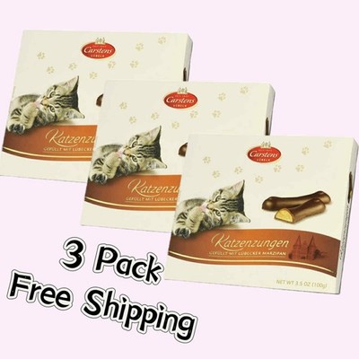 Carstens Marzipan Cat Tongues ''Katzenzungen'', 3.5 oz(100g)-3 Box Free  Shipping