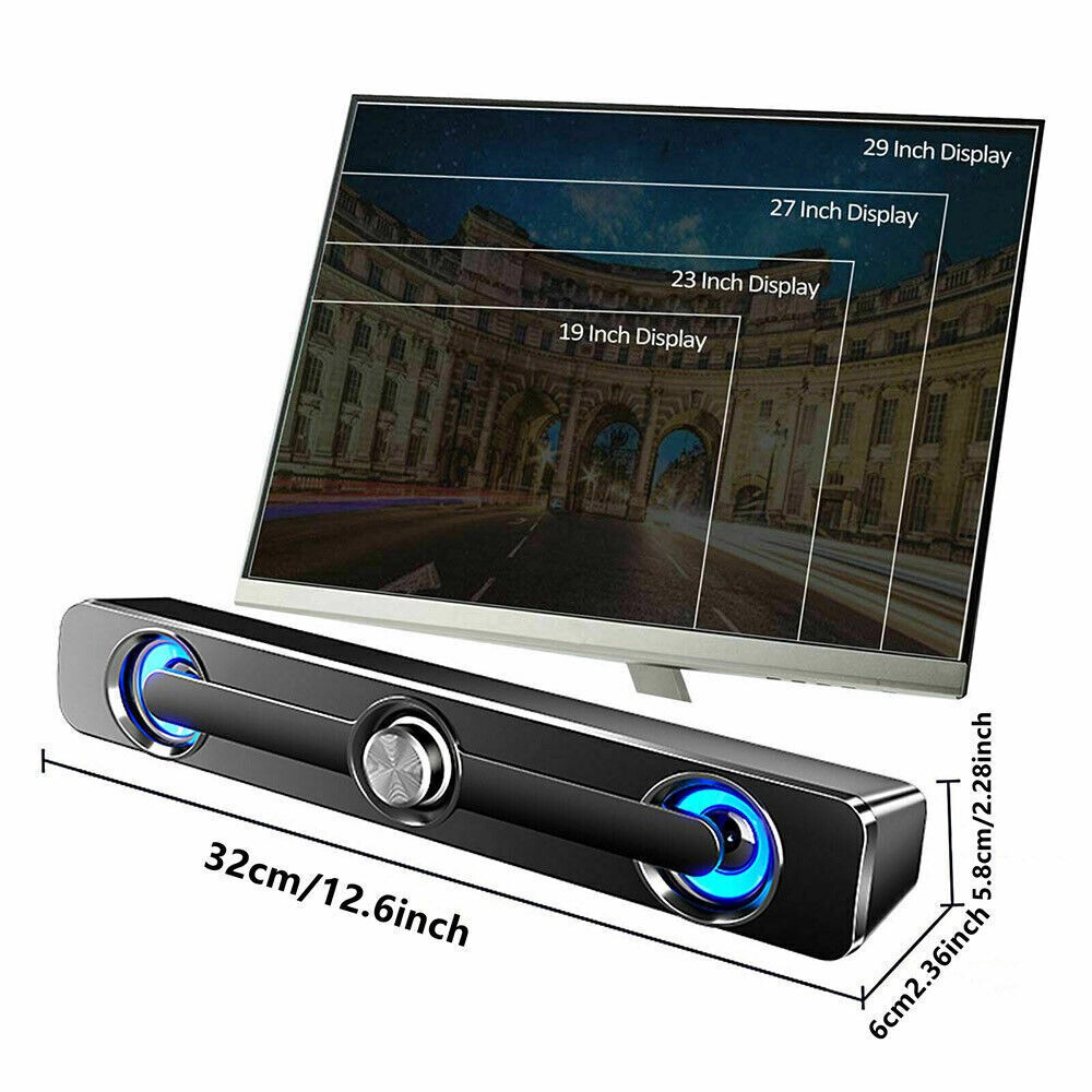 LED Wired Sound Bar Stereo Gaming Speakers USB For TV Computer PC ...