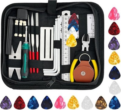 50-teiliges Gitarren-Wartungs-Werkzeugset, Gitarren-Reparatur-Tool-Kit mit Gitarren-Plektrum tragen 