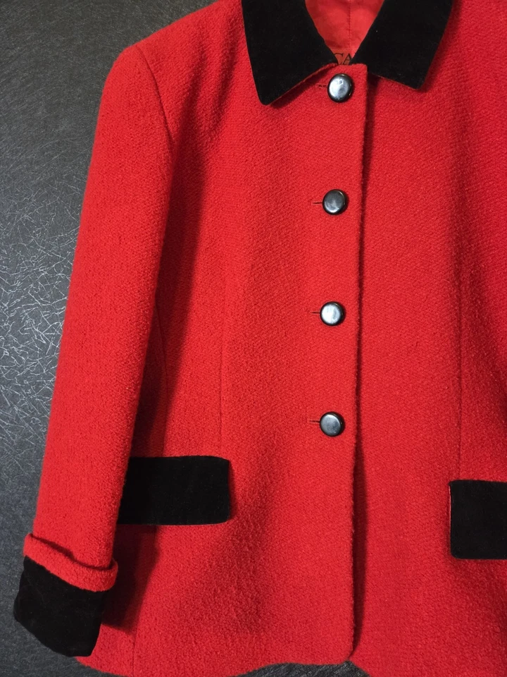 Blazer Rojo Escada By Margaretha Ley Lana Virgen Pura Talla Etiquetado 42 Foto 2 de 4