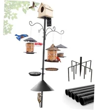  92 Inch Bird Feeder Pole with Squirrel Baffle & Upgraded 9-Prong Base, 