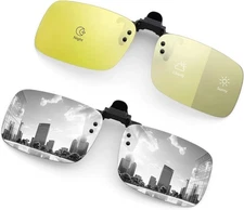 2 Pack Clip On Night Driving Glasses - Polarized Anti Glare Flip Up Sunglasse...