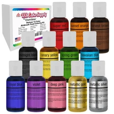 Chefmaster Airbrush Food Coloring Set - 12 Popular Colors in .64 fl. oz. Bottles