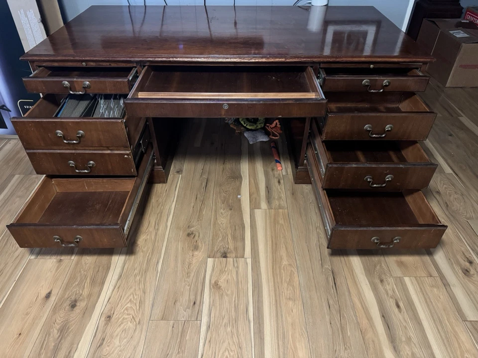 Solid Walnut Executive Desk - Image 2 of 4