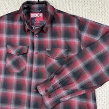 Dixxon Flannel The Count Mens XL Red Black Plaid Long Sleeve Pearl Snap Shirt