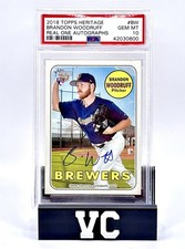 2018-19 Brandon Woodruff #BW PSA 10 Topps Heritage Real One Auto Rookie Card RC. rookie card picture