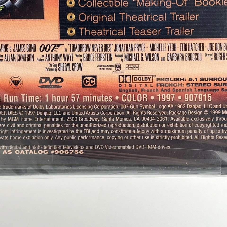 Tomorrow Never Dies (DVD, 1999, Special Edition) Brand New Sealed Foto 4 de 4