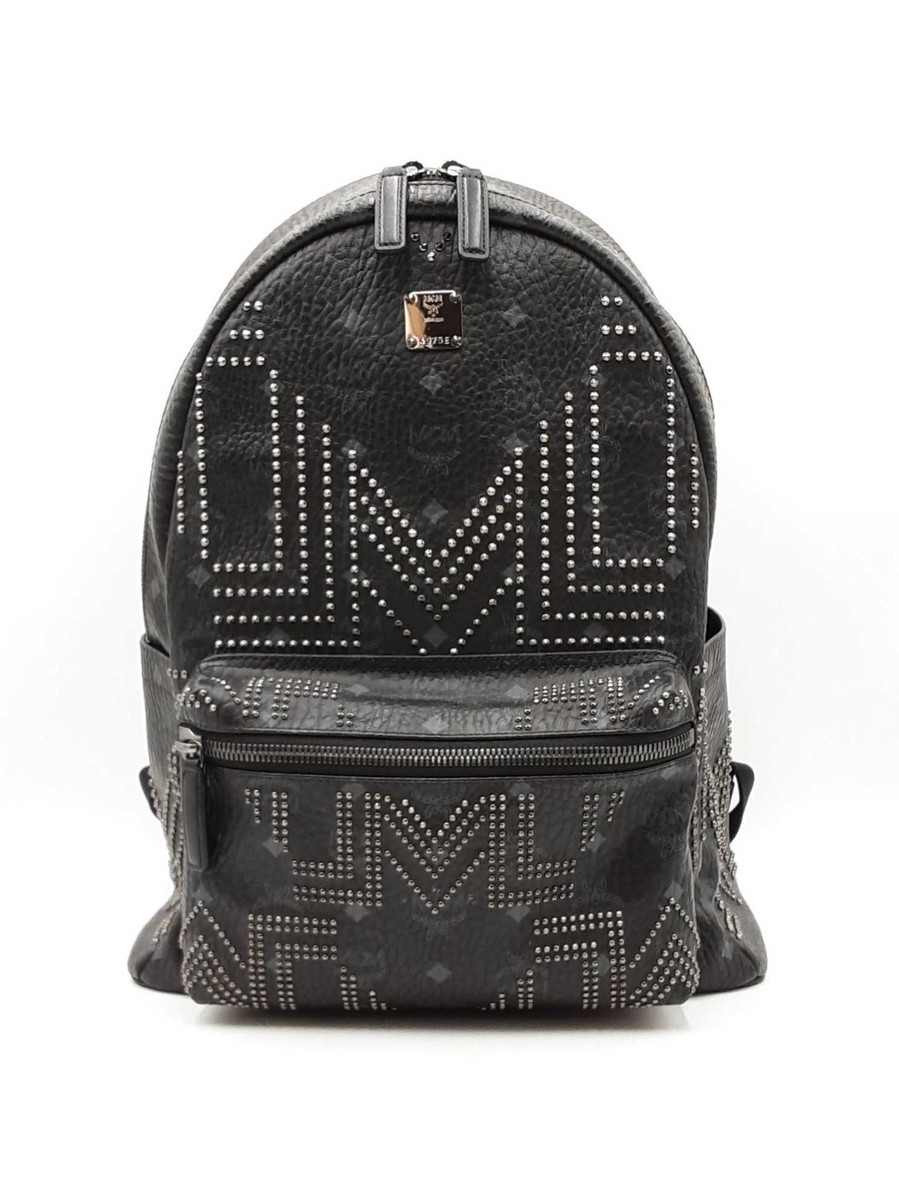 MCM  Studded Black Coated Canvas Backpack MCM Stark Side Stud Visetos Canvas Black Backpack Bag main image 4