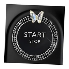 Bling Ring Emblem Car Accessories, Sparkling Butterfly Car Buttons Black,1PCS
