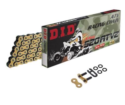 DID ATV2 Quad ATV X-Ring Antriebskette Gold 520 Teilung 98 Glieder + Clipschloss