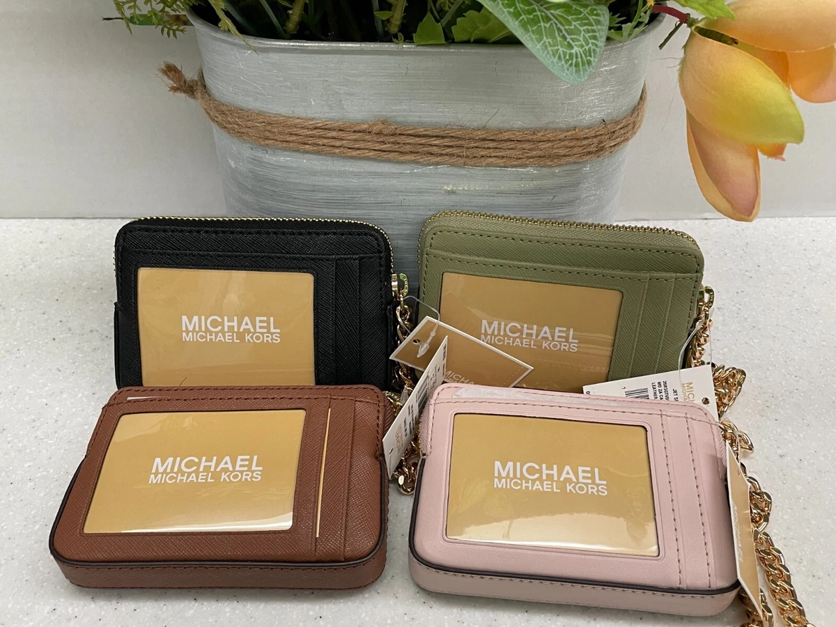 Michael Kors Accessories | Michael Kors Medium Zip Card Case on Chain | Color: Pink/White | Size: Os | Fashionstylestd's Closet