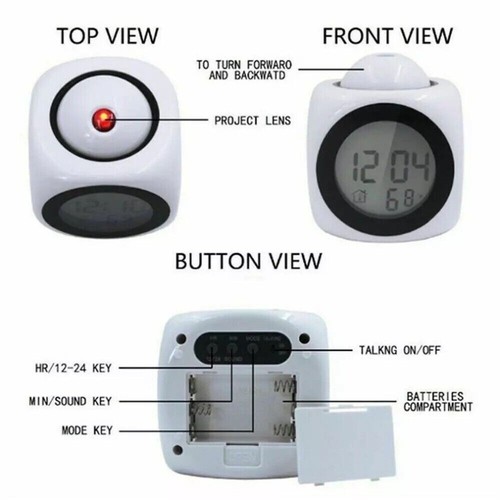 Time Digital LCD Display Temperature Clock LED Projection Voice Alarm Smart UK - Picture 5 of 26