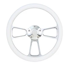 Yamaha Golf Cart 14" Billet & White Steering Wheel Includes Horn & Adapter 