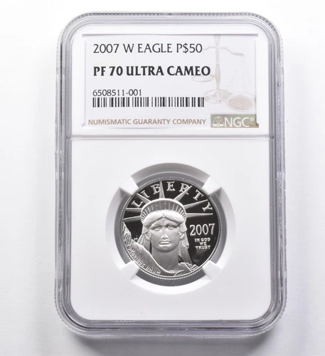 PF70 2007-W $50 American Platinum Eagle 1/2 Oz Platinum NGC *4454