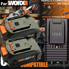 2PACK For Worx WA3575 20V PowerShare 2.0 Ah Battery / Charger 20 Volt WA3520