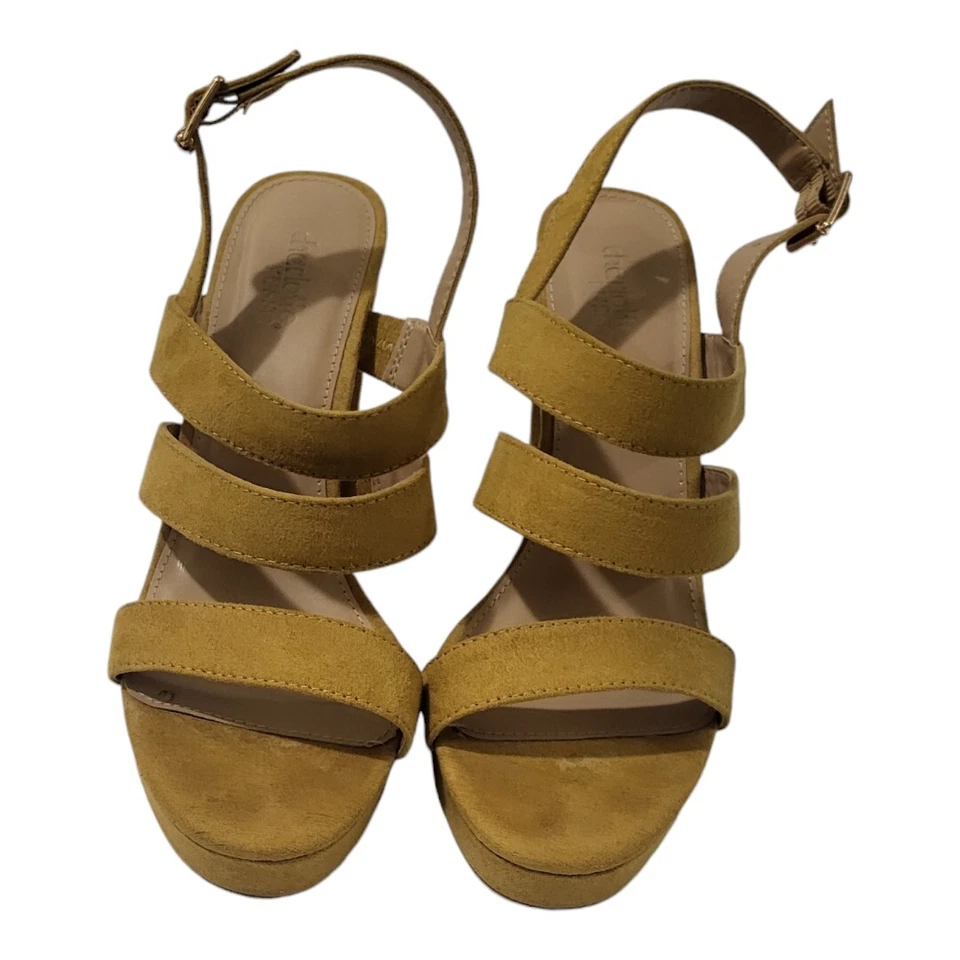 Charolette Russe, Mustard Colored 4" Heels Sandals, Vacation, Resort, Size 8 - Image 2 of 4
