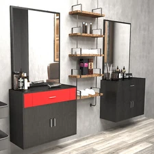 Wall Mount Barber Salon Station Hair Styling Makeup Beauty Spa with Mirror