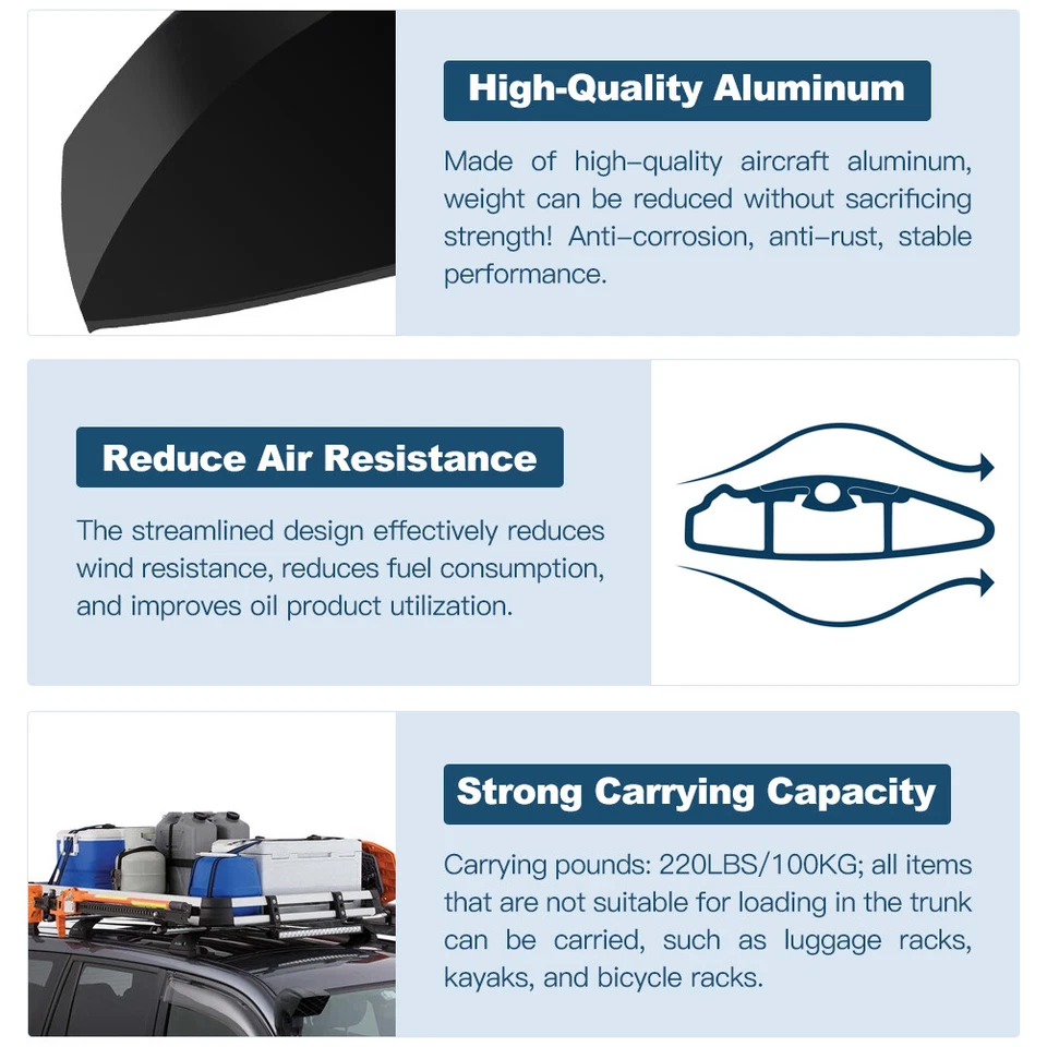 For Toyota Highlander 2008-2013 Black Roof Rack End Cover Cap Replace 4pcs - Imagem 4 de 4