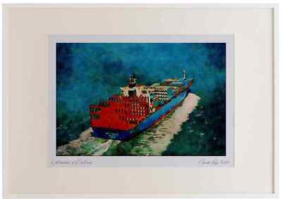 796072 Containerschiff, Registerhafen, Bremen Aquarell Bilderrahmen Ltd E