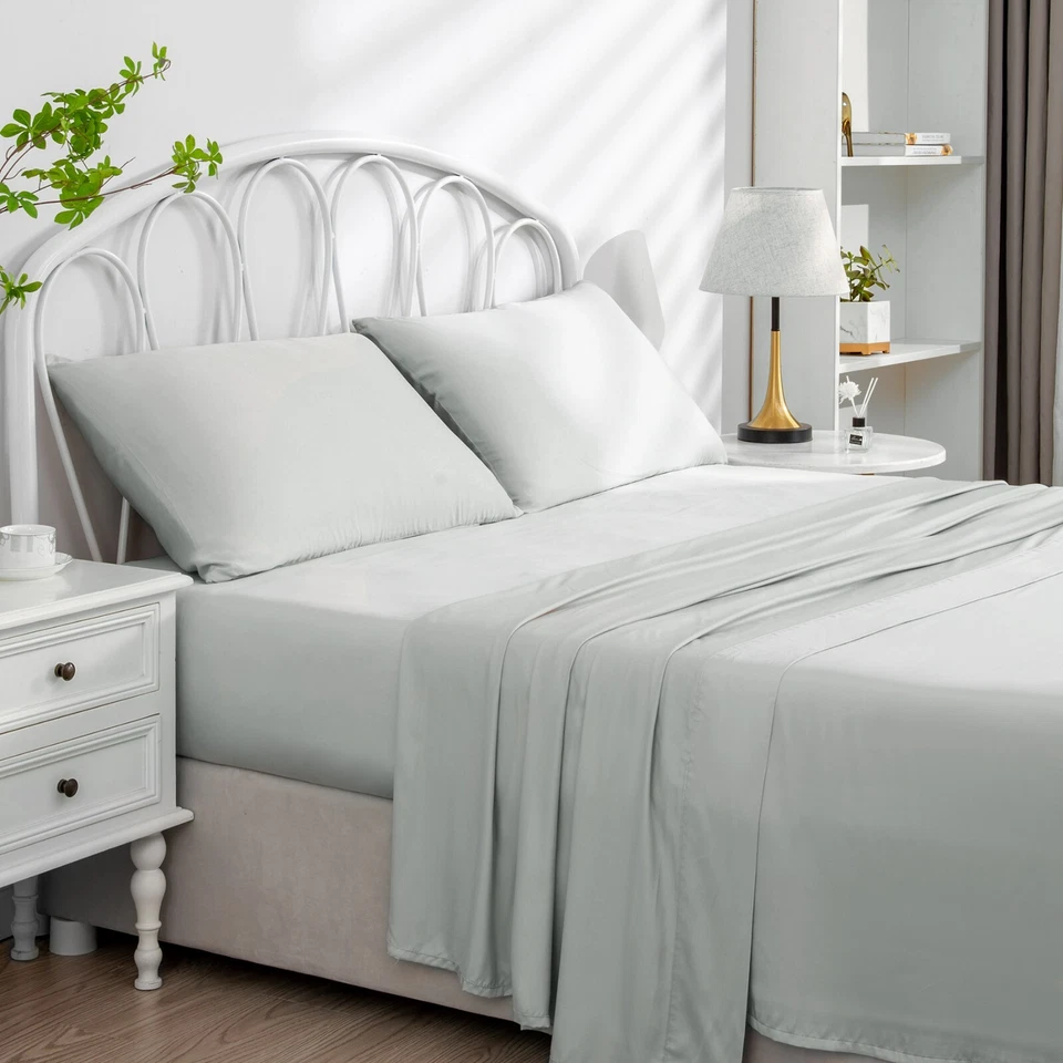 4Pcs 100% Pure Bamboo Sheet Sets Breathable Durable Soft Cooling Bamboo Sets AUS - image 3 of 4