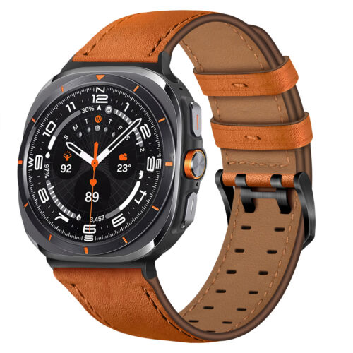 Leather Strap Double Buckle Watch Band 47MM For Samsung Galaxy Watch Ultra NEW - Picture 9 of 43