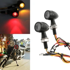 Bobber Cafe Racer Motorcycle LED Bullet Mini Turn Signal Light Blinker Amber&Red