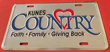 Kunes Country Dealership Booster License Plate Wisconsin Faith Family Giving