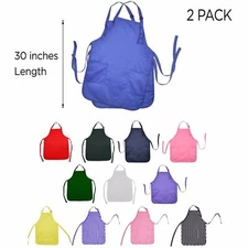 2-PACK Apron Commercial Restaurant Home Bib Spun Poly Cotton Kitchen Aprons