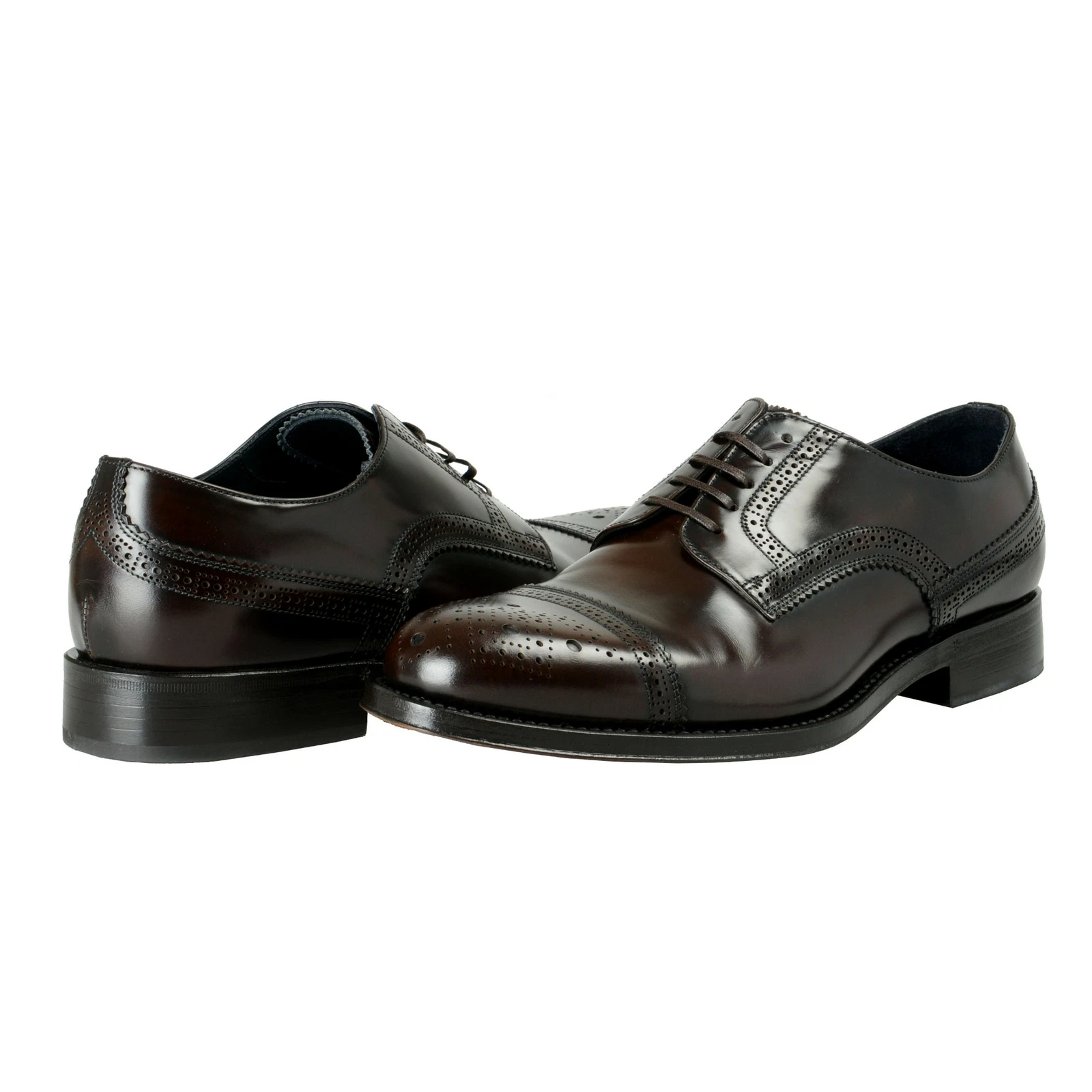 Scarpe eleganti Oxford da uomo Versace marrone lucido in pelle taglia 7 10 11