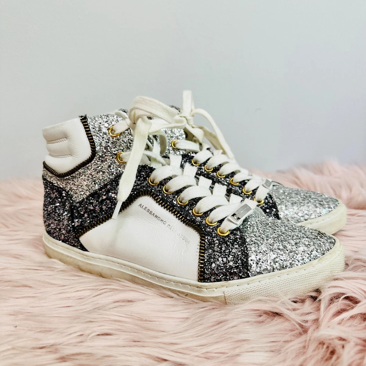 P448 HI TOP METALLIC SNEAKERS SHOES MADE IN ITALY