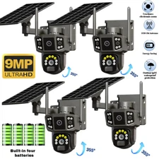 3 Lens HD 9MP WiFi Solar Battery Camera Wireless Outdoor CCTV Home Security USA