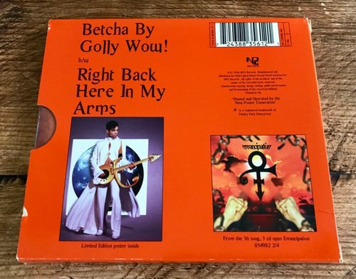 PRINCE CD SINGLE BETCHA BY GOLLY WOW 1996 EUROPEAN LIMITED POSTER EDITION - Picture 3 of 12
