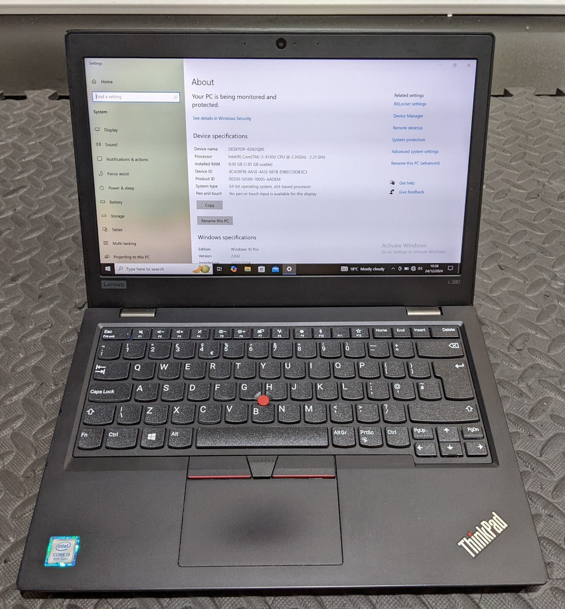 think pad　l380 8350u　8世代cpu ThinkPad レノボ LENOVO X280 フルHD 第8世代 Core-i5 8350U