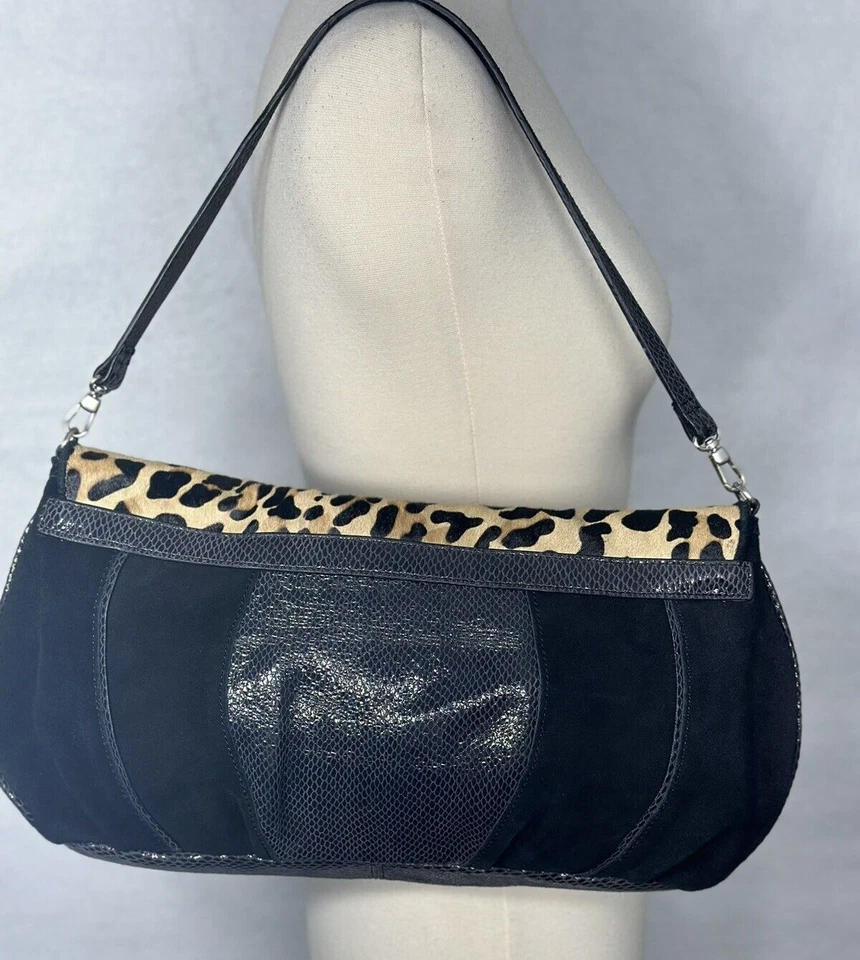 Bolsa de ombro/embreagem vintage Vince Camuto cabelo camurça e pônei - Rara - Imagem 2 de 4