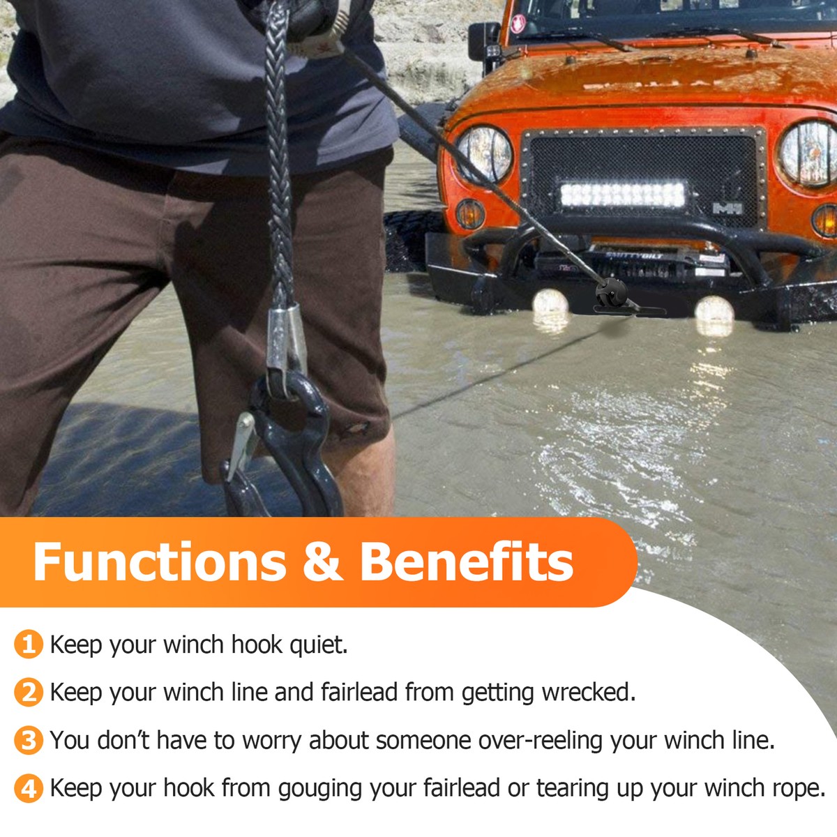 Per Polaris Winch Strap Wsays Rubber Cable Hook Line Saver And Winches Control Winch Hook Bumper Winch Stop - Foto 10