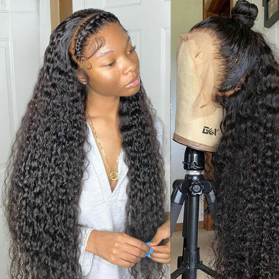 Deep Wave Lace Frontal Wig Curly Human Hair Wigs Wet Wavy Water Loose Wave  Wig | eBay