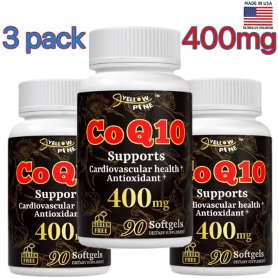  Yellow Pine  3 PACK , 400mg CoQ10 High-Strength