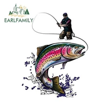 EARLFAMILY 5.1” Trout Fish Car Sticker Car Accessoires Refrigerators Decal 