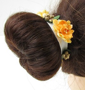 Orange Gold Wildflower Flower Bun Garland Wrap Holder Headband