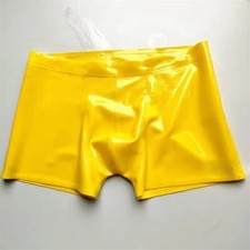 Men Latex Boxer Shorts Rubber Underwear Handmade Yellow Color for Men Wear