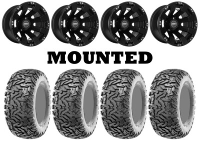 Kit 4 Maxxis Workzone Tires 25x10-12 on Sedona Spyder Black Wheels POL